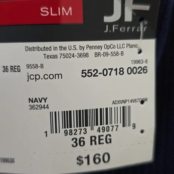 JF J.FERRAR BRAND MENS NAVY BLUE SOFT RIBBED SPORT COAT SIZE 36 REGULAR SLIM FIT